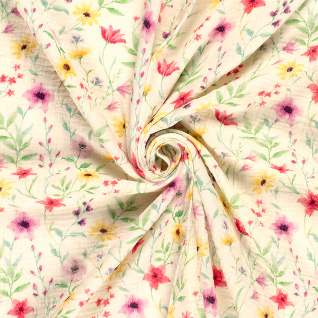 Double gaze Bio Naturel tissu Blanc cassé imprimé numérique 