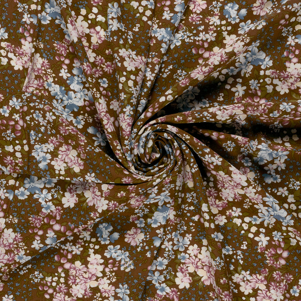 Viscose Poplin fabric Brown printed 