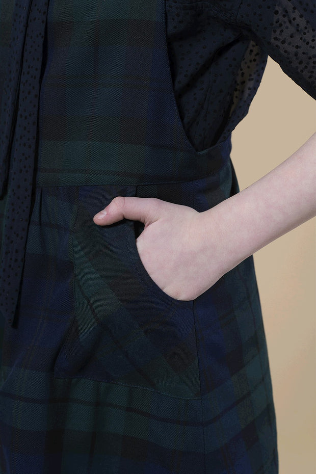 Gabardine fabric Checks Dark Green