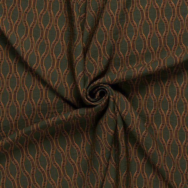 Viscose Nylon Crepe fabric Khaki Green printed 