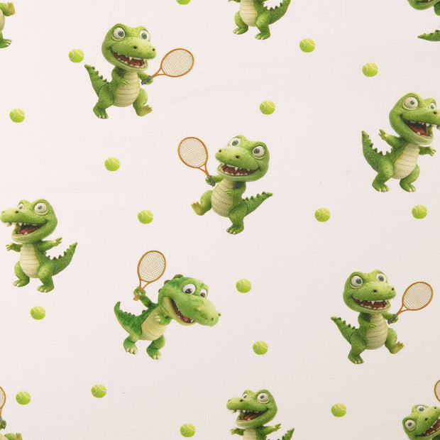Cretonne fabric Crocodiles White