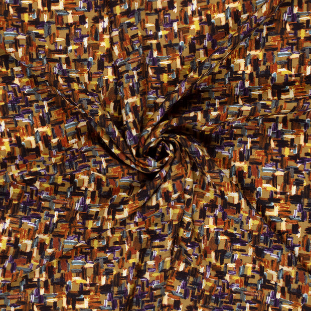 Viscose Nylon Crepe fabric Oker printed 