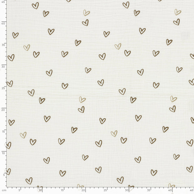 Muselina tela Corazones Blanco roto