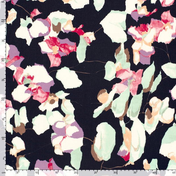 Borken Crepe fabric Abstract Navy