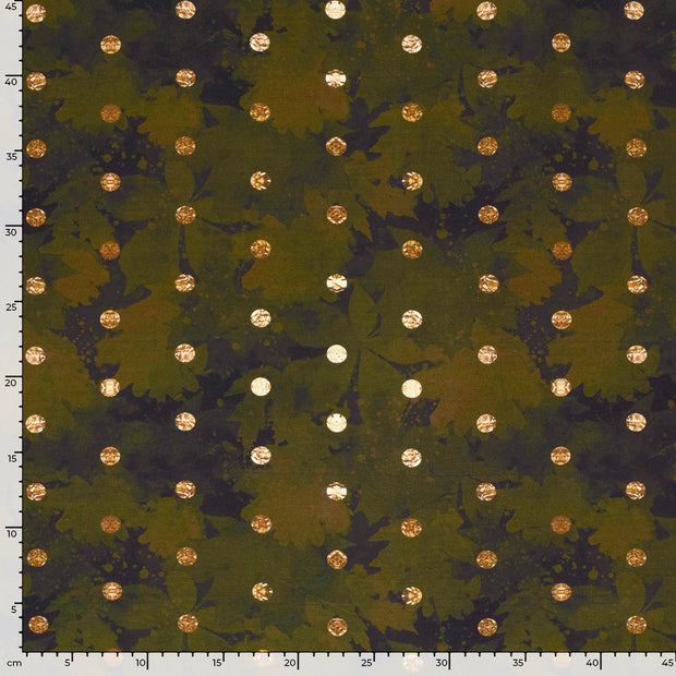 French Terry fabric Dots Brown