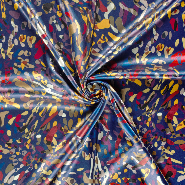 Satin fabric Navy printed 