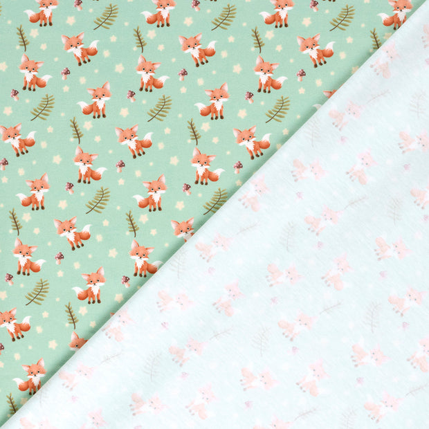 Jersey fabric Foxes digital printed 