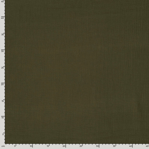 Double gaze tissu Unicolore Vert kaki