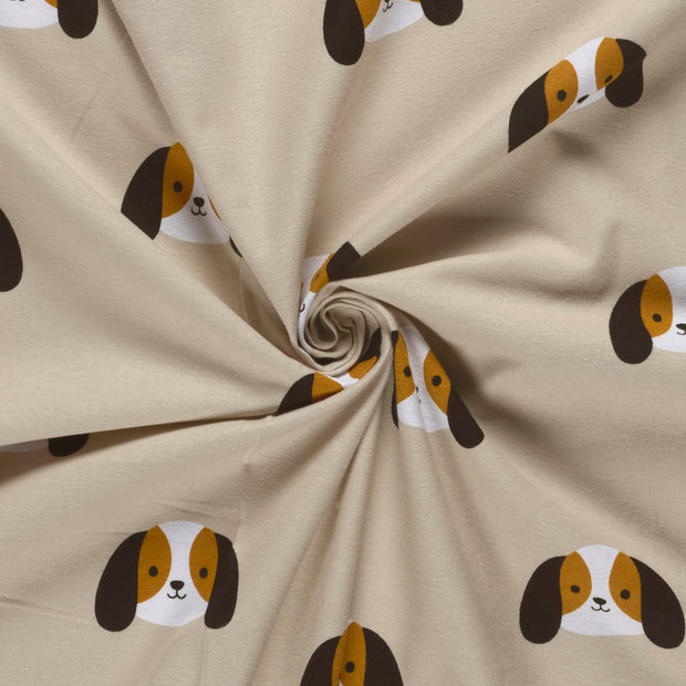 Flanel stof Beige bedrukt 