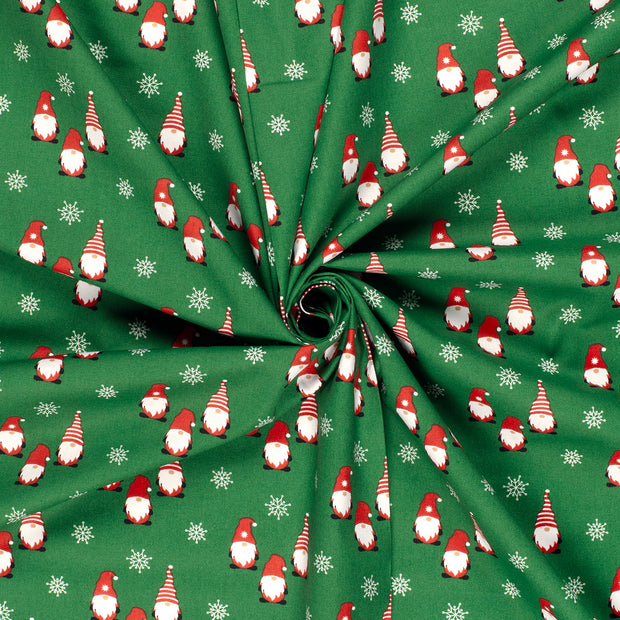 Algodón Popelina tela Verde estampado 