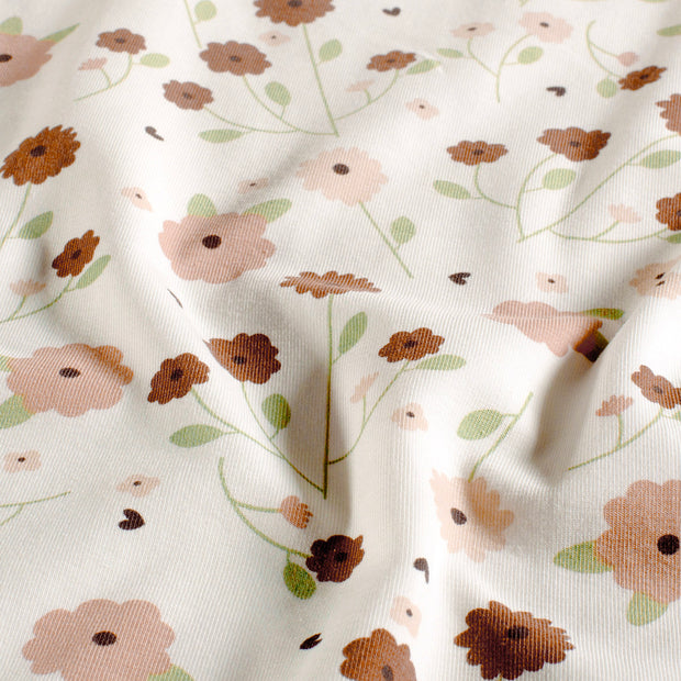 Jersey fabric Flowers Off White