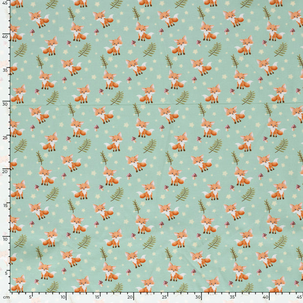 Jersey fabric Foxes Mint