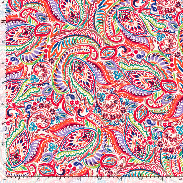 Twill Stretch fabric Paisley Fuchsia