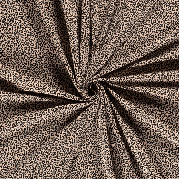 Katoen Jersey stof Beige bedrukt 