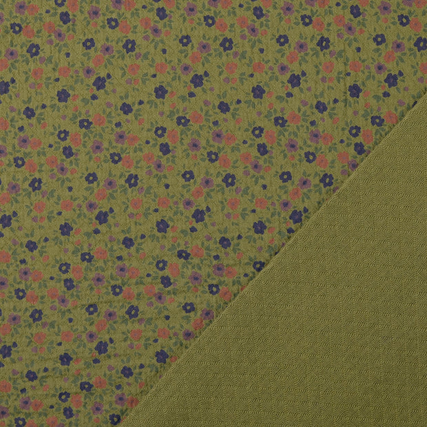 Cotton Poplin fabric Olive Green printed 