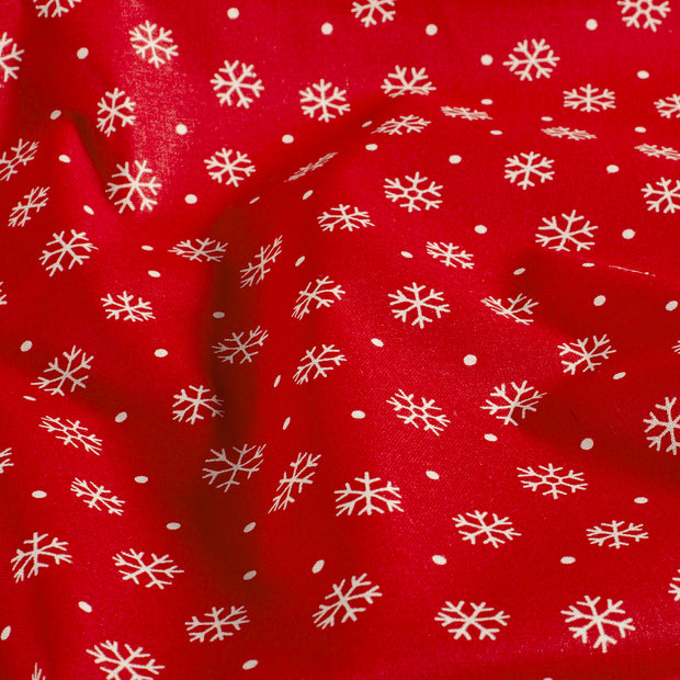 Algodón Popelina tela Navidad Rojo