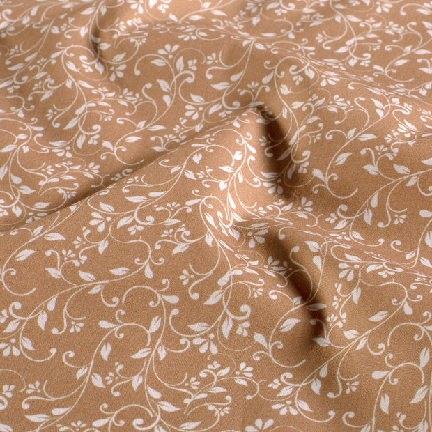 Cotton Poplin fabric Flowers Beige
