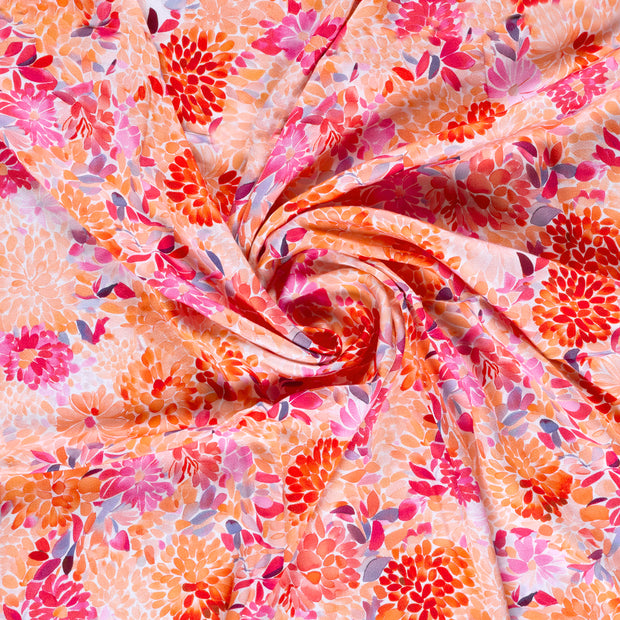 Viscose Satin fabric Salmon digital printed 