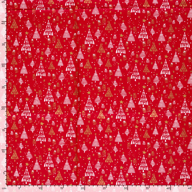 Cotton Poplin fabric Christmas Red