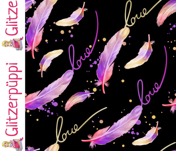 French Terry fabric Feathers Purple