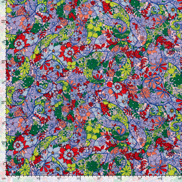 Polyester Bubble stof Bloemen Limoen Groen