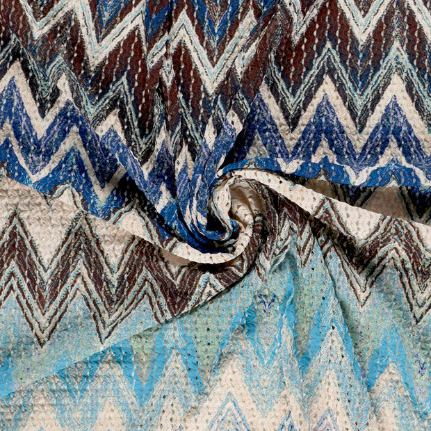 Plissé fabric Cobalt digital printed 