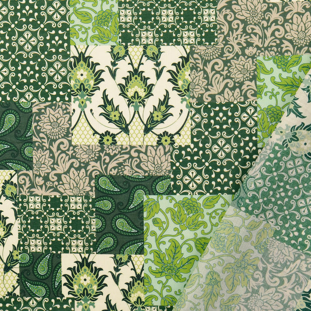Cotton Poplin fabric Green digital printed 