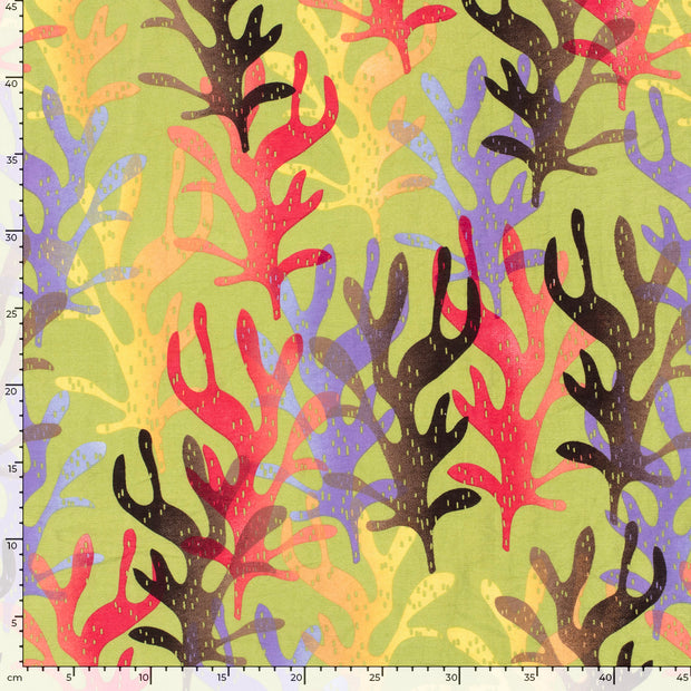 Viscosa Nylon Twill tela Hojas Verde lima