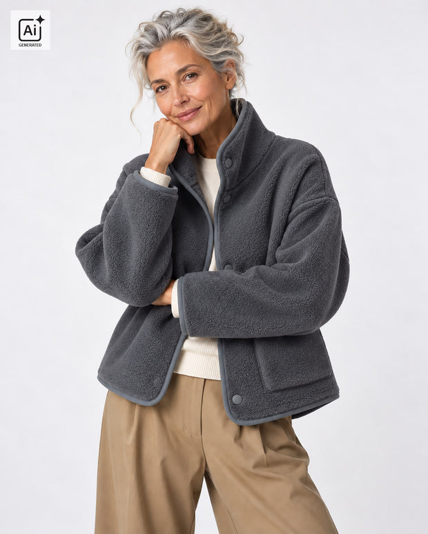 Fleece fabrik Melange Stahlblau