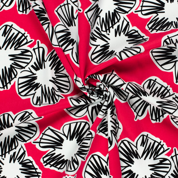 Cotton Satin fabric Dark Red printed 