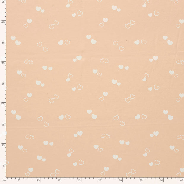 Jersey stof Harten Licht roze