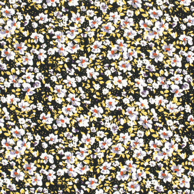 Borken Crepe tissu fleurs Noir