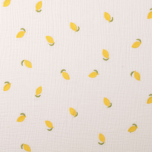 Muslin fabric Fruits White