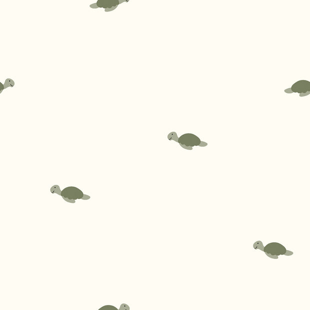 Cotton Jersey fabric Turtles Off White