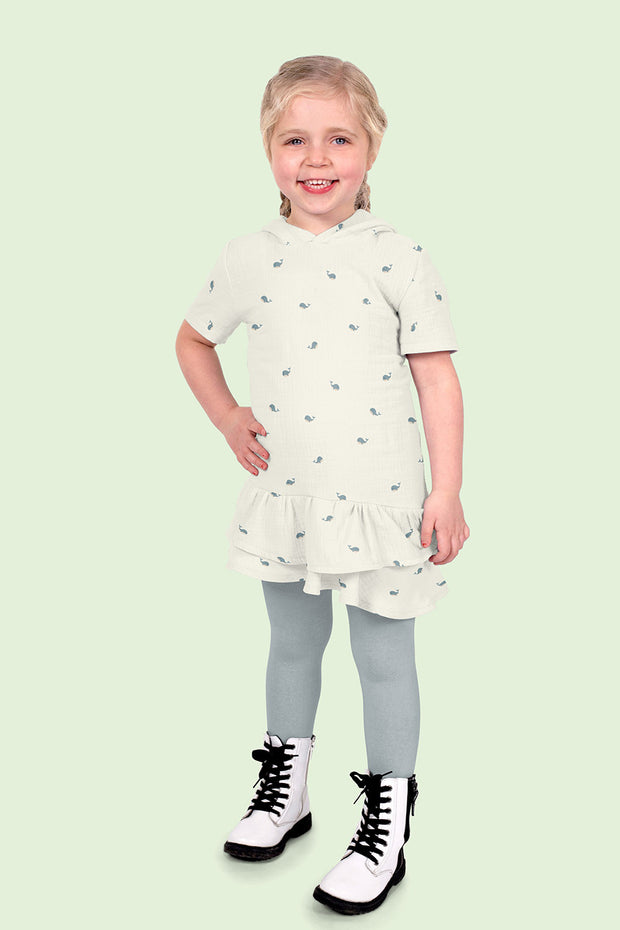 Mousseline stof Walvissen Gebroken wit