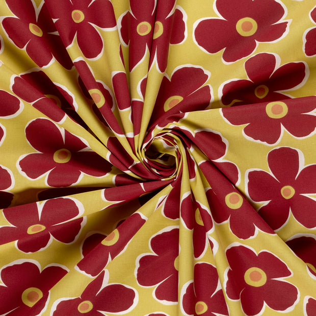 Cotton Poplin fabric Yellow printed 