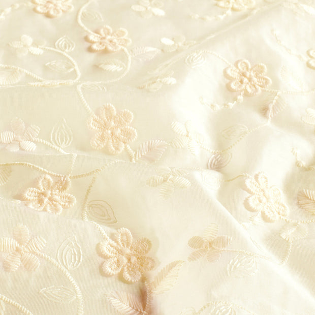 Chiffon fabric Flowers Off White
