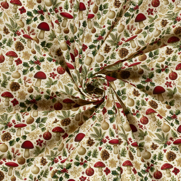 Cotton Poplin fabric Off White digital printed 