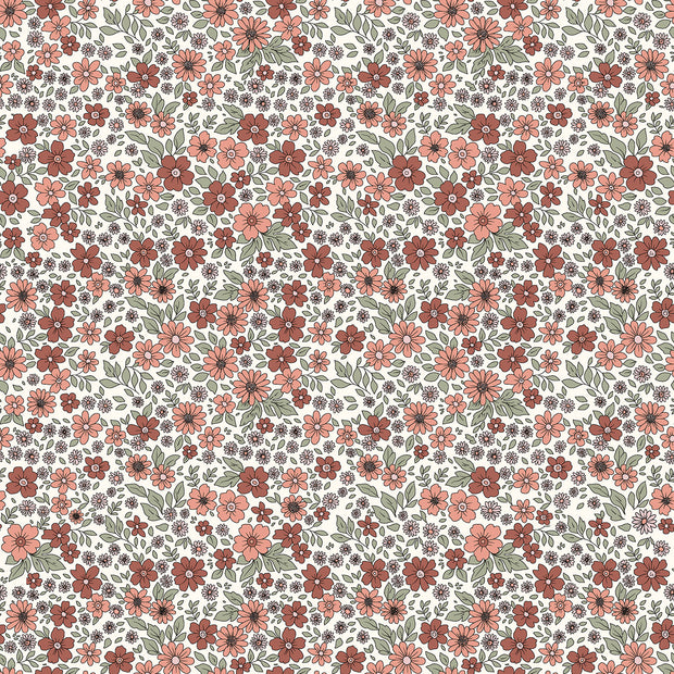 Jersey fabric Flowers Off White