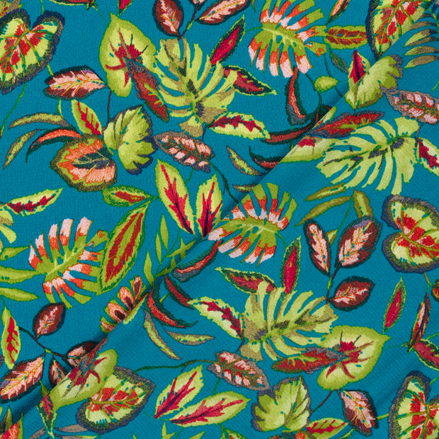 Polyester Bubble fabric Leaves printed 