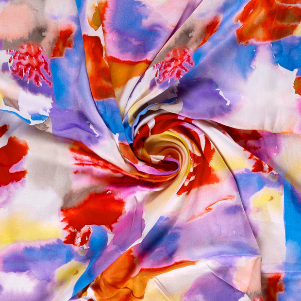 Viscose Satin fabric Salmon digital printed 