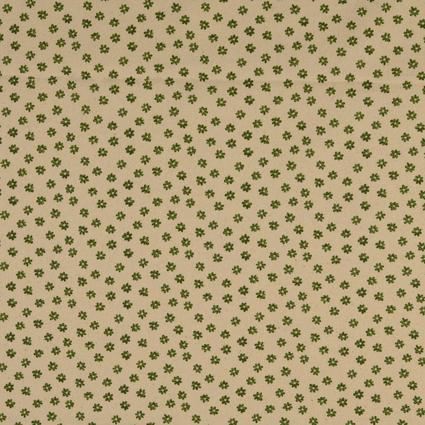 Cretonne fabric Flowers Apple Green