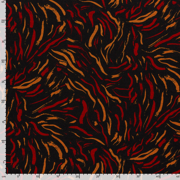 Poly Viscose Jersey fabric Abstract Dark Red