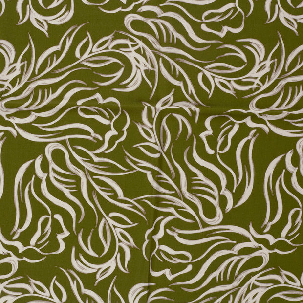 Viscose Twill stof Kaki groen mat 