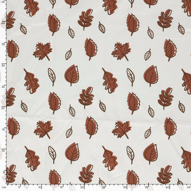 French Terry fabric Leaves Off White