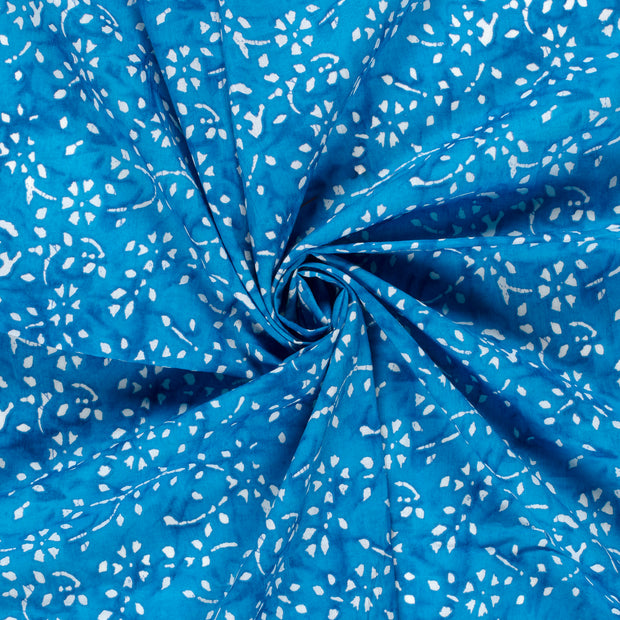 Voile fabric Aqua printed 