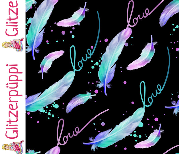 French Terry fabric Feathers Lila