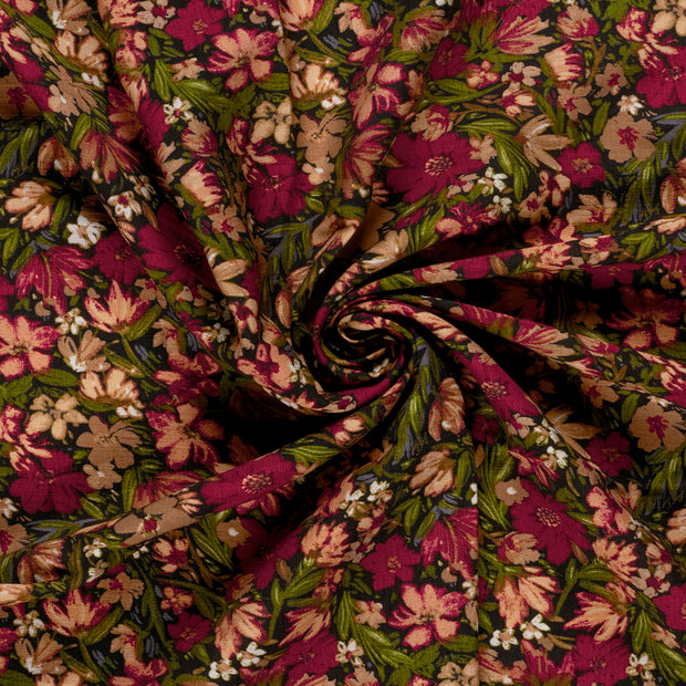 Viscose Nylon Ottoman stof Bordeaux bedrukt 