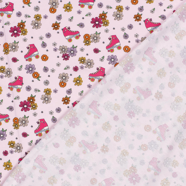 Jersey de Coton tissu fleurs imprimé 