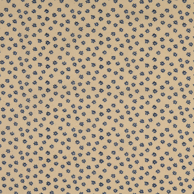 Cretonne fabric Flowers Indigo